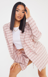 Petite - Blazer oversize rose à carreaux, Rose precio