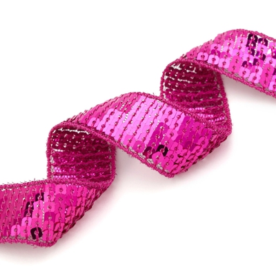 Ruban à sequins carrés - Fuchsia
