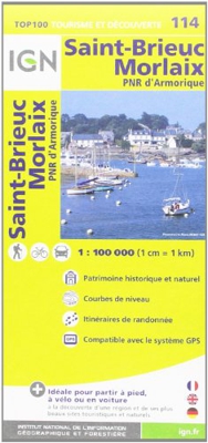 IGN 1 : 100 000 St-Brieuc Morlaix: Top 100 Tourisme et Découverte. Patrimoine historique et naturel / Courbes de niveau / Itinéraires de randonnée / Compatible GPS (Ign Map)