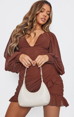 Sac à main crème à détail chaîne chunky, Crème