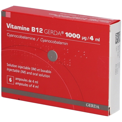 Vitamine B12 Gerda® 1 000 µg/4 mL Solution injectable et buvable