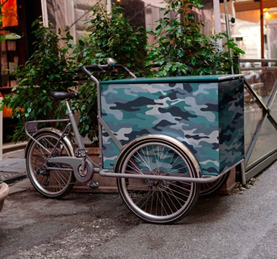 Autocollant Velo Camouflage militaire pour vélo cargo