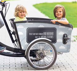 Autocollant Velo Citation de mauvais temps pour vélo cargo características