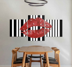 Peinture moderne Lèvres rouges réalistes sur le code en oferta