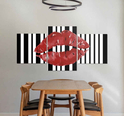 Peinture moderne Lèvres rouges réalistes sur le code