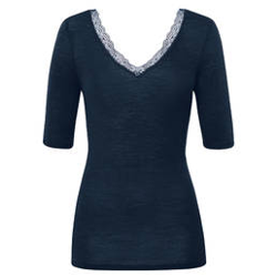 HANRO top manches courtes en laine et soie Woolen Lace precio