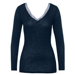 HANRO top manches longues en laine et soie Woolen Lace características