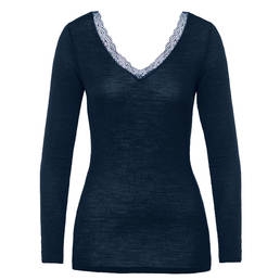 HANRO top manches longues en laine et soie Woolen Lace