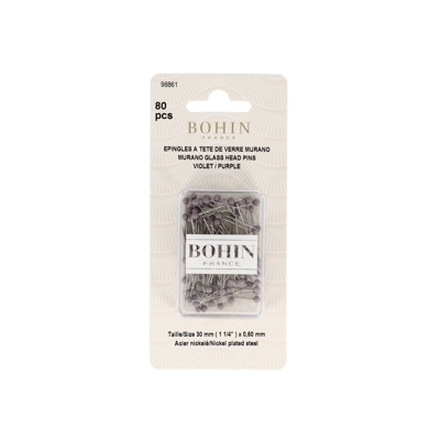 Epingles à tête de verre de Murano violet - Bohin