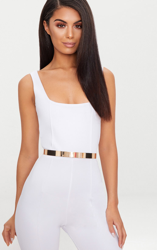 Ceinture fine en métal doré style plaque, Doré en oferta