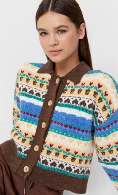 Stradivarius Gilet Polo Funny Écru S