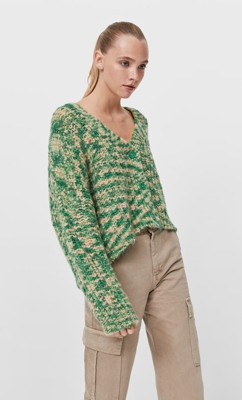 Stradivarius Cardigan Multicolore Vert Bouteille M
