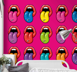 Photo murale art urbain Lèvres multicolores pop art precio
