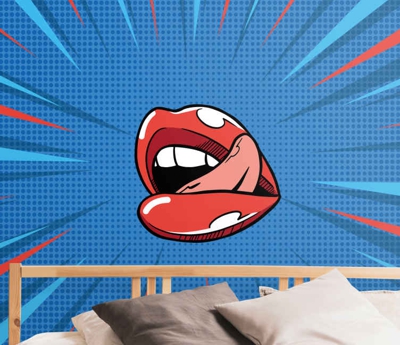 Papier peint design vintage Pop art rétro à lèvres
