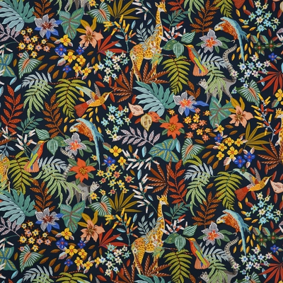 Tissu sergé bleu jungle