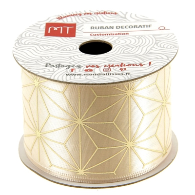 Bobine ruban satin nude doré 38 mm