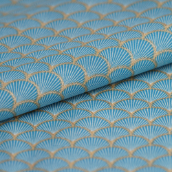 Tissu japonais bio éventails bleu precio