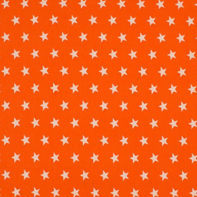 Tissu popeline de coton étoiles orange