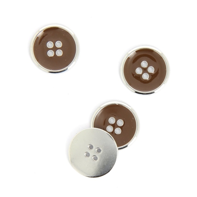 Boutons métal argent et marron 20 mm