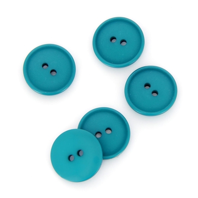 Boutons plats 2 trous bleu moyen 15 mm