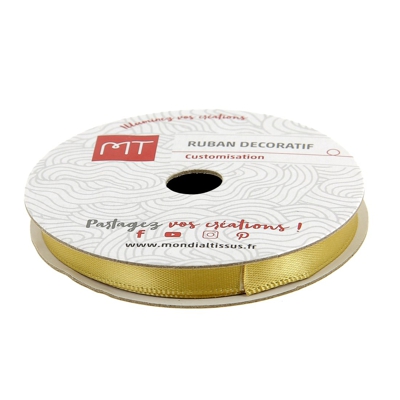 Bobine ruban satin jaune moutarde 6 mm