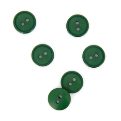 Boutons plats 2 trous vert foncé 15 mm características