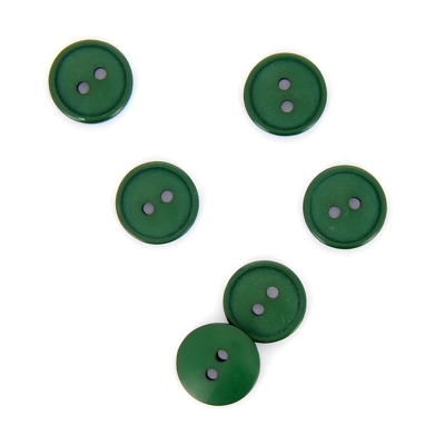 Boutons plats 2 trous vert foncé 15 mm