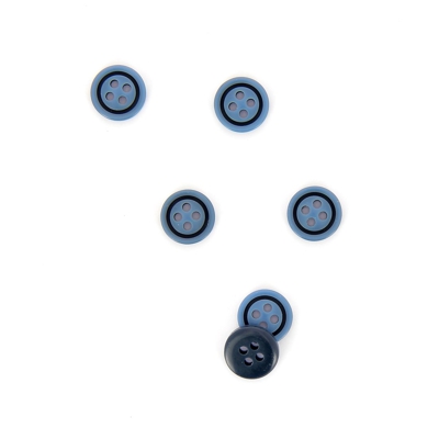 Boutons colorés ronds bleu moyen et marine 10 mm