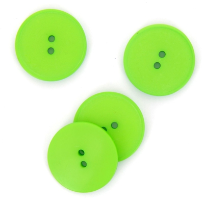 Boutons plats 2 trous vert vif 28 mm