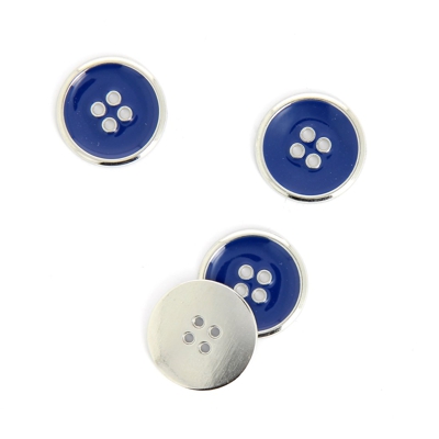 Boutons métal argent et bleu marine 20 mm