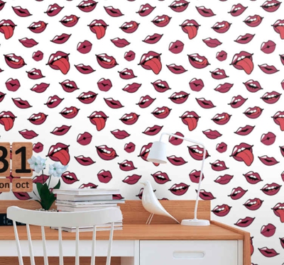 Papier peint moderne Lèvres et langue abstraites