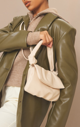 Sac à main matelassé froncé crème à anse nouée, Crème características