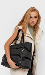 Stradivarius Sac Cabas En Tissu À Fermetures Éclair Noir 103 características