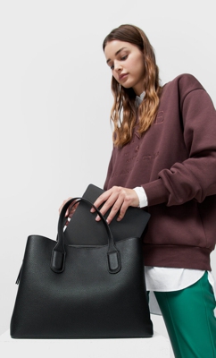 Stradivarius Sac Shopper Avec Compartiments Noir 103