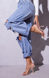 Mules carrées nude à bride orteil transparente et talon moyen, Neutre características