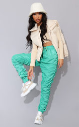 Jogging vert vif style survêt froncé à cordons ajustables, Vert Vif características