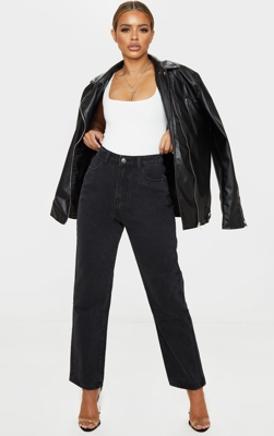 PRETTYLITTLETHING Petite - Jean droit noir, Noir