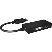 IB-AC1031 DisplayPort DVI-D + VGA (D-Sub) + HDMI Noir, Adaptateur