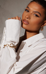 Bracelet texturé oversize doré à barre en T, Doré precio