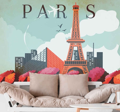 Photo murale paris Illustration de la ville colorée