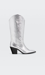 Stradivarius Bottes À Talon Style Cowboy Argent 41 en oferta