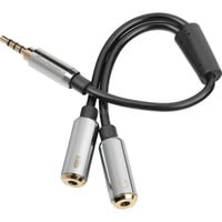 0.12m, 3.5mm/2x3.5mm câble audio 0,12 m 3,5mm 2 x 3,5 mm Noir, Argent precio