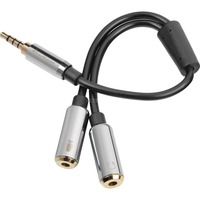0.12m, 3.5mm/2x3.5mm câble audio 0,12 m 3,5mm 2 x 3,5 mm Noir, Argent