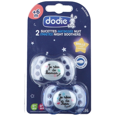 dodie® Sucette anatomique silicone Nuit +6 mois (Couleur non sélectionnable)