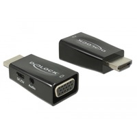 65901 changeur de genre de câble HDMI A VGA & 3.5 mm Audio Noir, Adaptateur