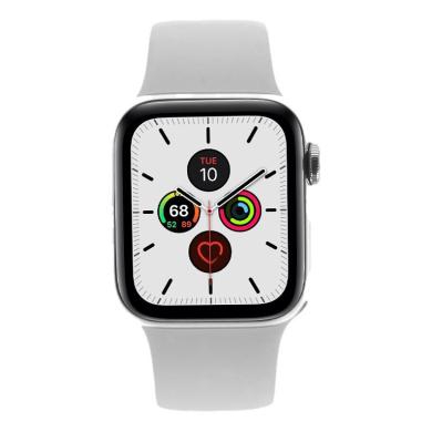Apple Watch Series 5 - boîtier en acier inoxydable argent 40mm - bracelet sport blanc (GPS+Cellular) - bon état