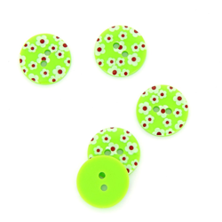 Boutons imprimés fleurs vert vif 18 mm características