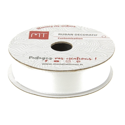 Bobine ruban satin blanc 13 mm