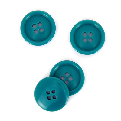 Boutons ronds 4 trous bleu turquoise 23 mm