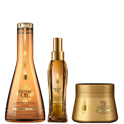 Trio de Shampooing, Masque et Huile pour Cheveux Normaux à Fins Mythic Oil L'Oréal Professionnel Paris